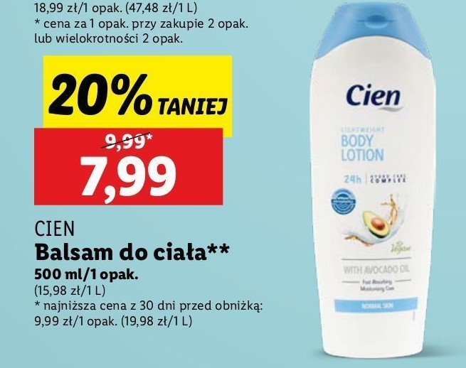 Balsam do ciała z olejem z awokado Cien promocja