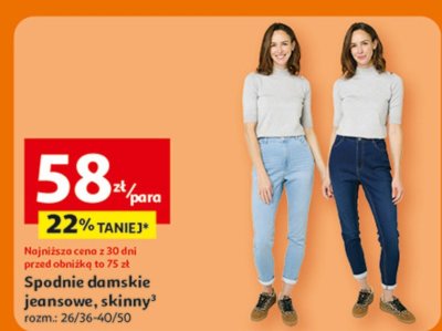Spodnie damskie jeansowe, skinny promocja w Auchan
