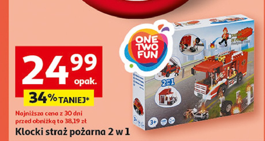 Klocki 2 w 1 straż pożarna One two fun promocja w Auchan