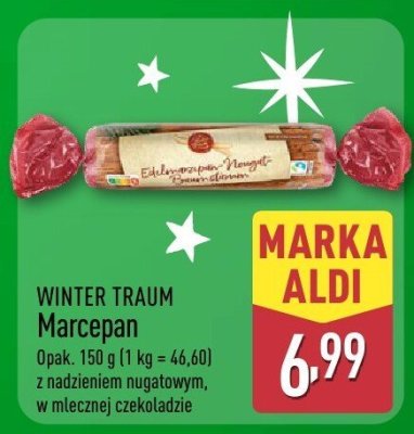 Marcepan z nadzieniem nugatowym w mlecznej czekoladzie promocja w Aldi