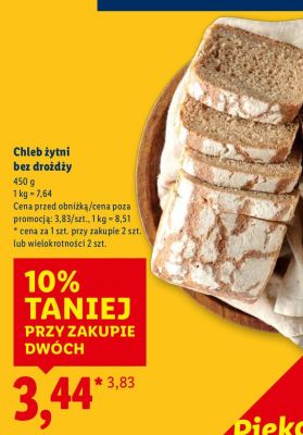 Chleb żytni bez drożdży promocja w Lidl
