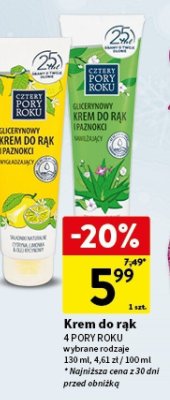 Krem do rąk 4 PORY ROKU wybrane rodzaje promocja w Intermarche