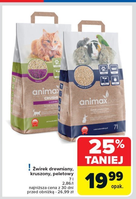 Żwirek drewniany peletowy ANIMAX PETS promocja w Carrefour