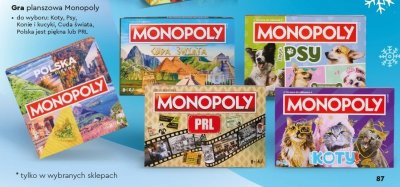 Gra planszowa Monopoly, różne rodzaje promocja w Biedronka