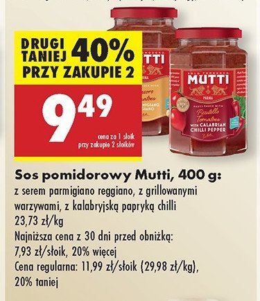Sos pomidorowy z kalabryjską papryką chilli Mutti promocja w Biedronka
