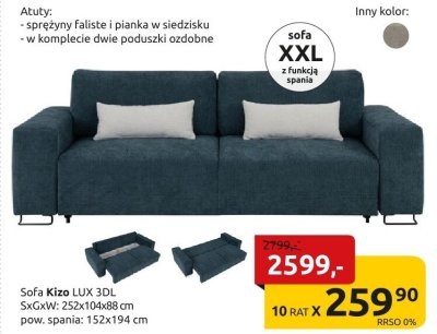 Sofa Kizo LUX 3DL promocja w Black Red White
