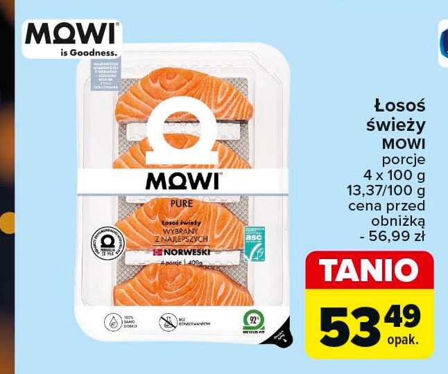 Porcje łososia Mowi promocja w Carrefour Market