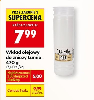Wkład olejowy do znicza Lumia, 470 g promocja w Biedronka