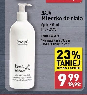 Mleczko do ciała Ziaja kozie mleko promocja w Aldi