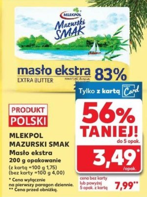 Masło ekstra Mazurski Smak promocja w Kaufland