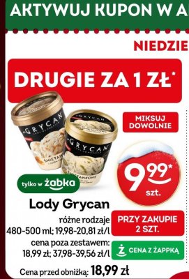 Lody Grycan różne rodzaje 480-500 ml promocja w Żabka
