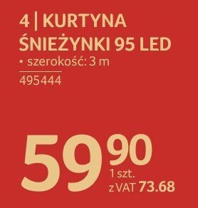 Kurtyna śnieżynki 95 LED promocja w Selgros