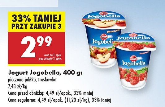 Jogurt truskawka Zott jogobella promocja w Biedronka