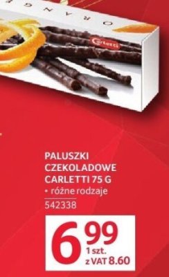 Paluszki czekoladowe Carletti różne rodzaje promocja w Selgros