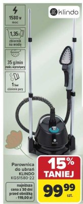 Parownica do ubrań KLINDO KGS1580-22 promocja w Carrefour