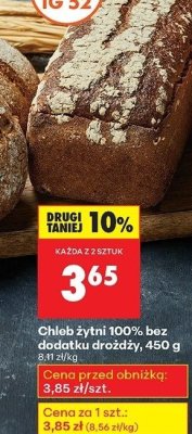 Chleb żytnik 100% bez dodatku drożdży promocja w Biedronka