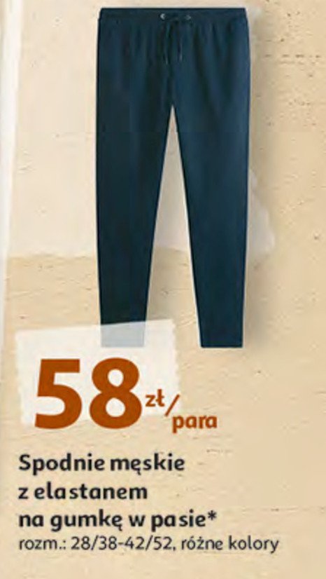 Spodnie męskie z elastanem na gumkę 28/38-42/52 INEXTENSO promocja