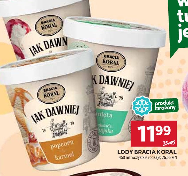 Lody popcorn i karmel Bracia koral lody jak dawniej promocja w Stokrotka