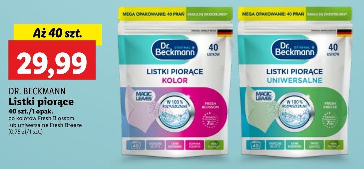 Listki piorące uniwersalne fresh breeze Dr. beckmann promocja