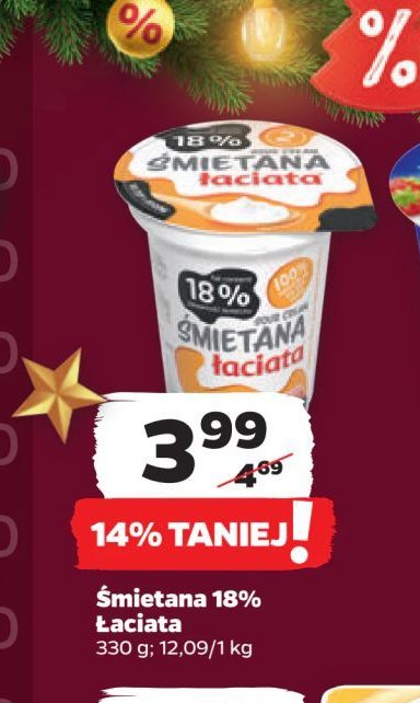 Śmietana 18 % Łaciata promocja w Netto