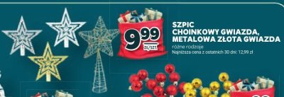 Szpic choinkowy gwiazda, metalowa złota gwiazda, różne rodzaje promocja w Stokrotka
