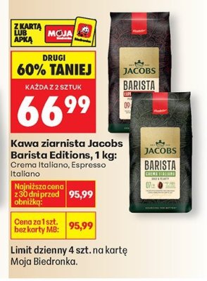 Kawa ziarnista Barista Editions Crema Italiano 1 kg promocja w Biedronka