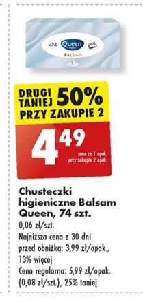 Chusteczki balsam Queen promocja w Biedronka