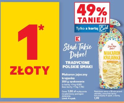 Makaron 5-jajeczny krajanka K-classic stąd takie dobre! promocja