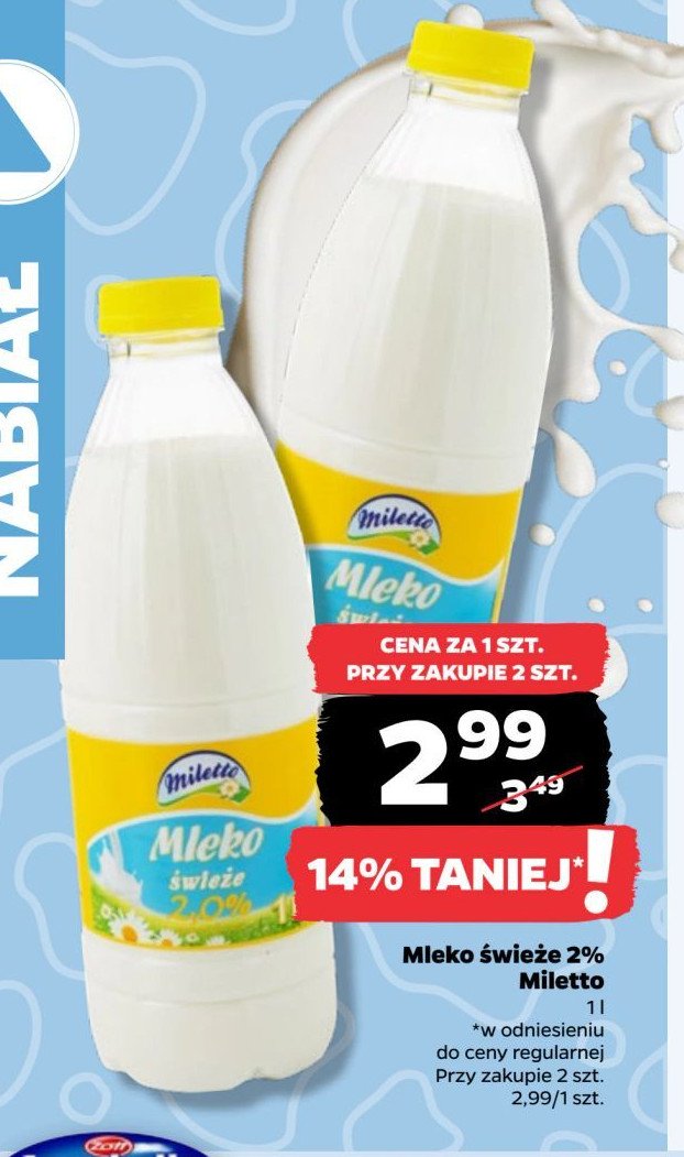 Mleko 2 % Miletto promocja