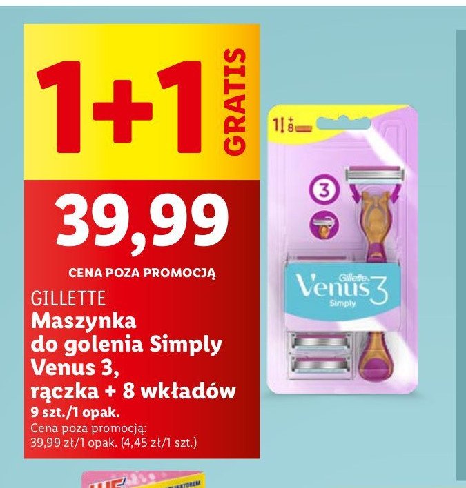 Maszynka do golenia + 8 wkładów Gillette simply venus 3 promocja