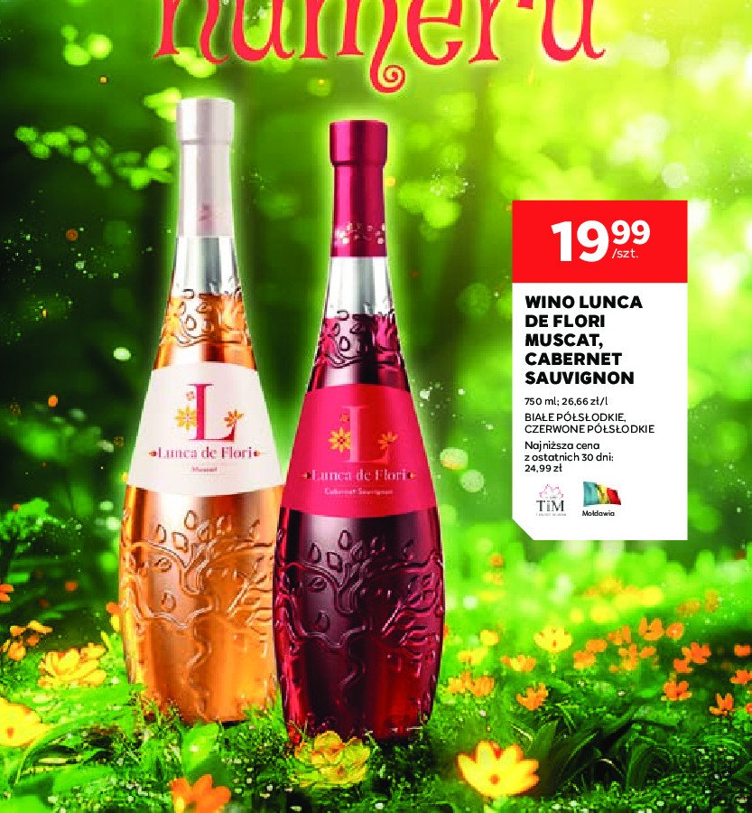 Wino półsłodkie Lunca de flori promocja w Stokrotka