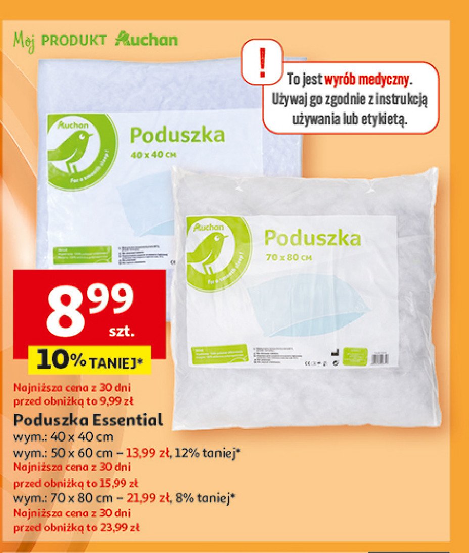 Poduszka essential 70 x 80 cm Auchan promocja w Auchan