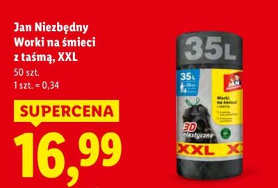 Worki na śmieci z taśmą Jan Niezbędny XXL promocja w Lidl