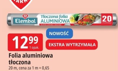 Folia aluminiowa tłoczona Elembal 20m promocja w Leclerc