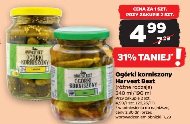 Ogórki korniszony z miodem Harvest best promocja