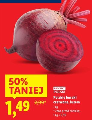 Polskie buraki czerwone luzem promocja w Lidl