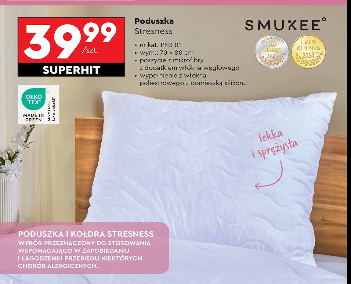 Poduszka stresness 70 x 80 cm Smukee promocja w Biedronka