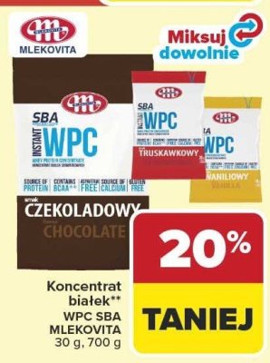 Koncentrat białkowy WPC SBA MLEKOVITA czekoladowy 30g promocja w Carrefour