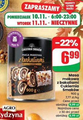 Masa makowa z bakaliami Cukiernia Smaków promocja w Dino