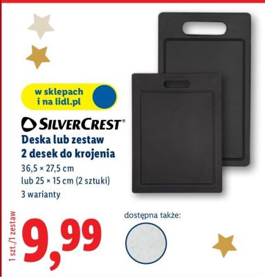 Deska lub zestaw 2 desek do krojenia SilverCrest 36,5 × 27,5 cm lub 25 × 15 cm (2 sztuki) promocja w Lidl