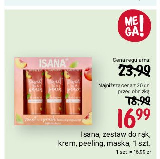 Zestaw w pudełku do rąk krem + peeling + maska Isana promocja