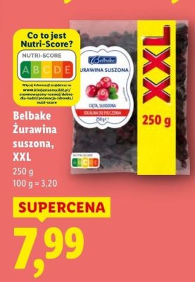 Żurawina suszona XXL Belbake promocja w Lidl