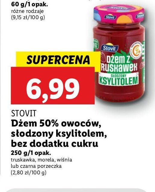 Dżem z czarnych porzeczek z ksylitolem Stovit promocja