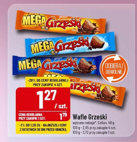 Wafelek kakaowy w czekoladzie deserowej Grześki mega promocja w POLOmarket