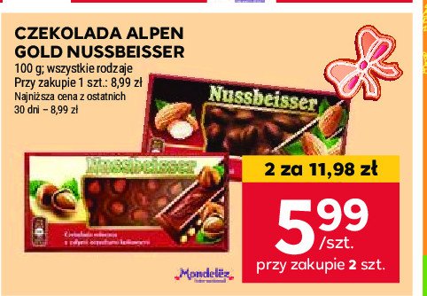 Czekolada gorzka z całymi orzechami Alpen gold nussbeisser promocja w Stokrotka