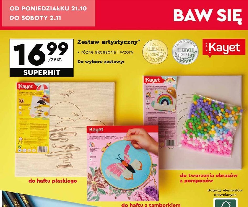 Zestaw do tworzenia obrazów z pomponów Kayet promocja w Biedronka