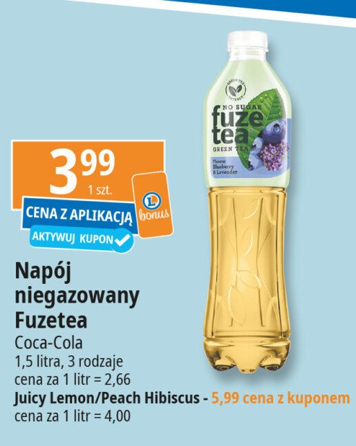 Herbata mrożona black lemongrass Fuzetea promocja w Leclerc