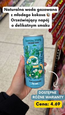 Woda gazowana z młodego kokosa promocja w Kaufland