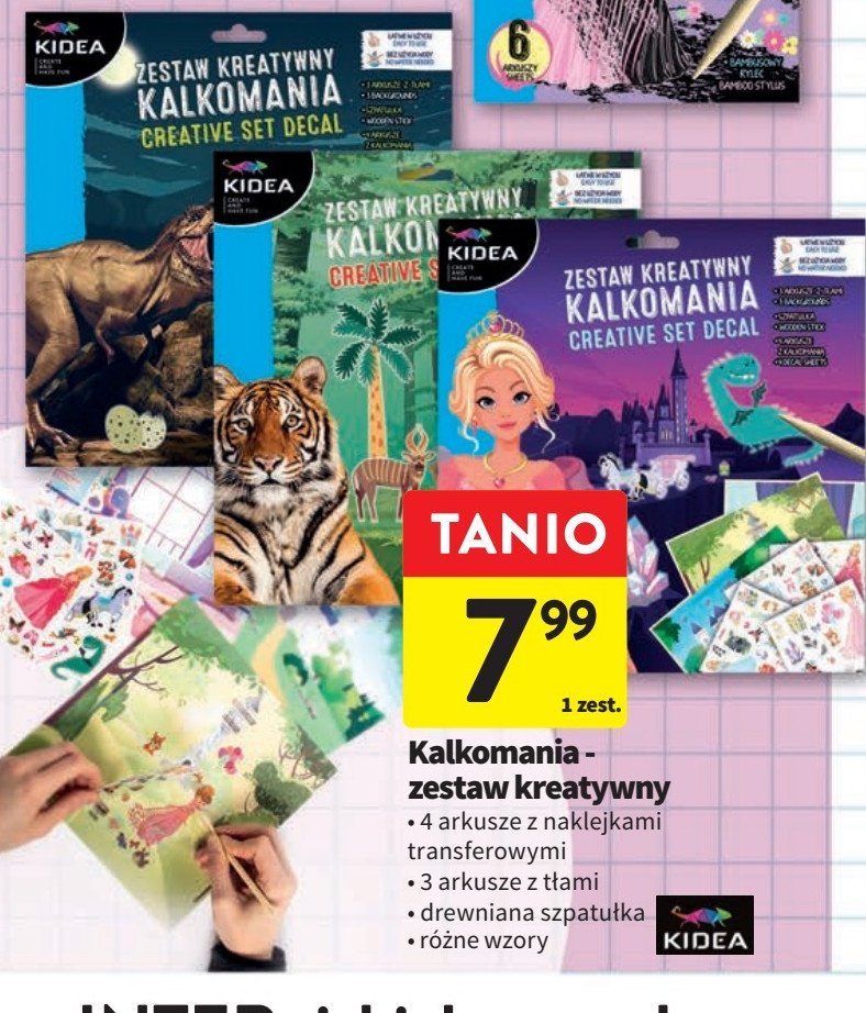 Zestaw kreatywny kalkomania donizaury Kidea promocja