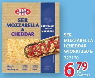 Ser Mozzarella i Cheddar wiórki Mlekovita 250g promocja w Selgros